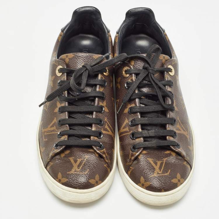 Pre Owned Louis Vuitton Brown Monogram Coated Canvas Frontrow Low Top Sneakers Size 38