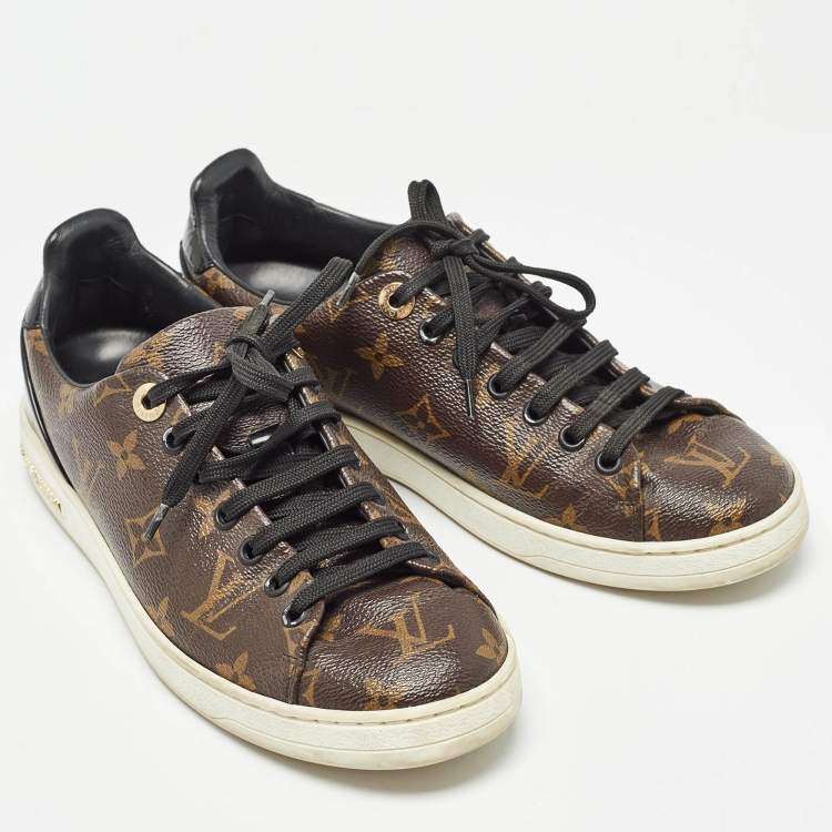 Pre Owned Louis Vuitton Brown Monogram Coated Canvas Frontrow Low Top Sneakers Size 38