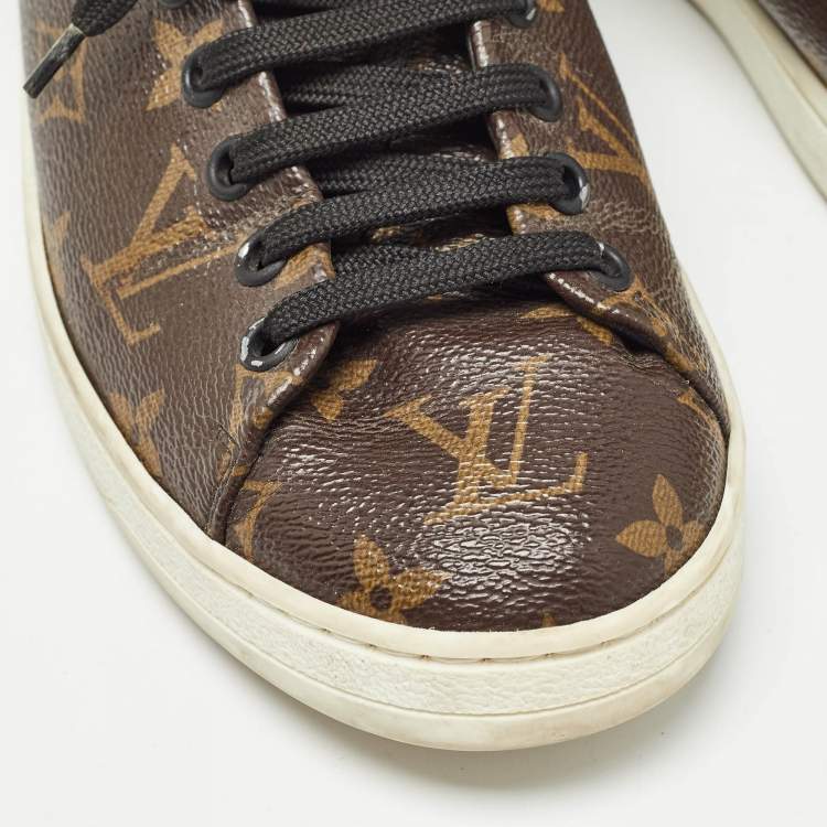 Pre Owned Louis Vuitton Brown Monogram Coated Canvas Frontrow Low Top Sneakers Size 38