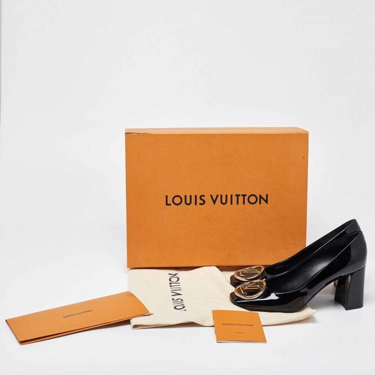 Pre Owned Louis Vuitton Black Patent Leather Madeleine Square Toe Pumps Size 39.5