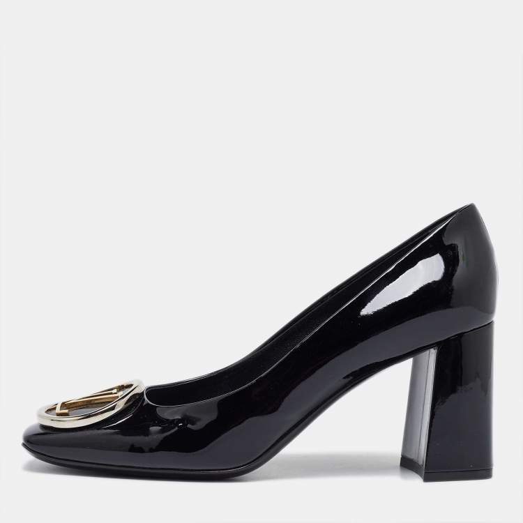 Pre Owned Louis Vuitton Black Patent Leather Madeleine Square Toe Pumps Size 39.5