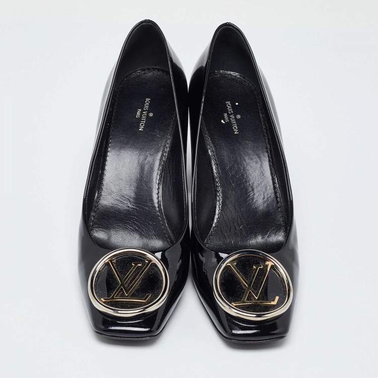 Pre Owned Louis Vuitton Black Patent Leather Madeleine Square Toe Pumps Size 39.5