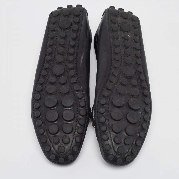 Pre Owned Louis Vuitton Black Leather Oxford Ballet Flats Size 37