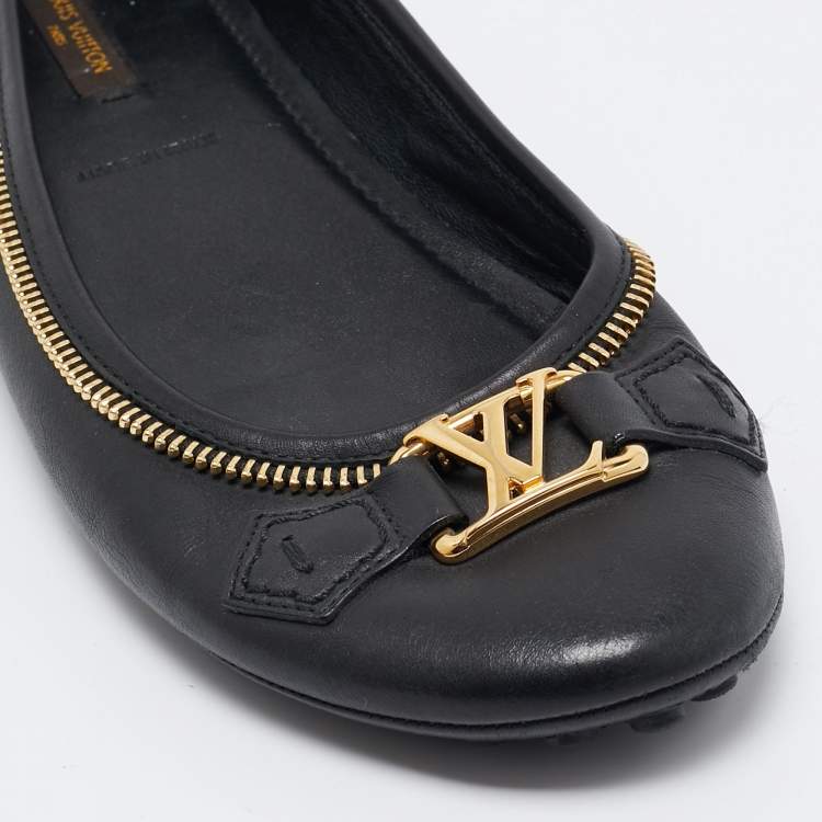 Pre Owned Louis Vuitton Black Leather Oxford Ballet Flats Size 39