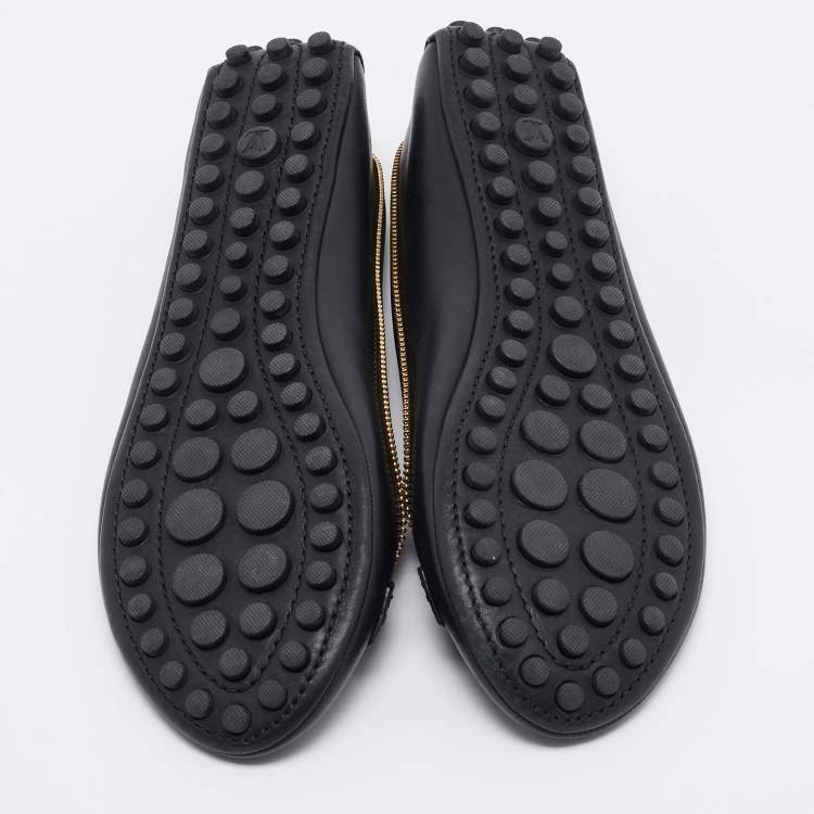 Pre Owned Louis Vuitton Black Leather Oxford Ballet Flats Size 39