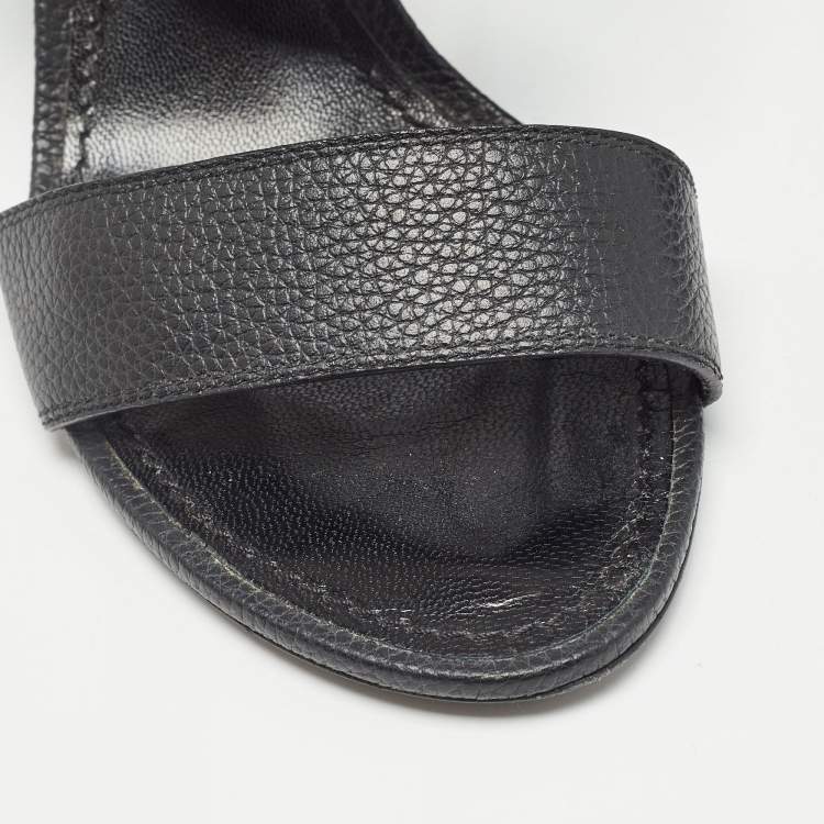 Pre Owned Louis Vuitton Black Leather Horizon Slingback Sandals Size 39