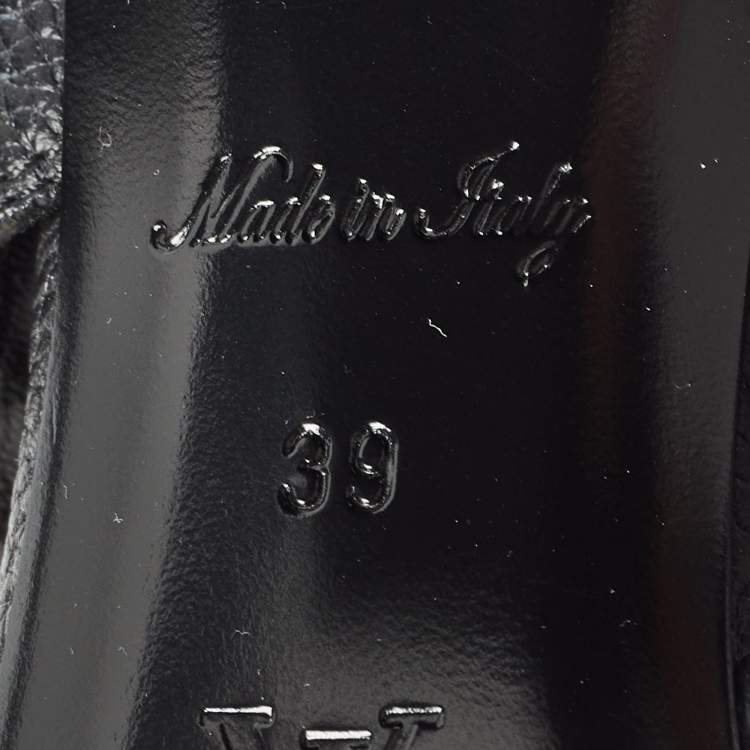 Pre Owned Louis Vuitton Black Leather Horizon Slingback Sandals Size 39