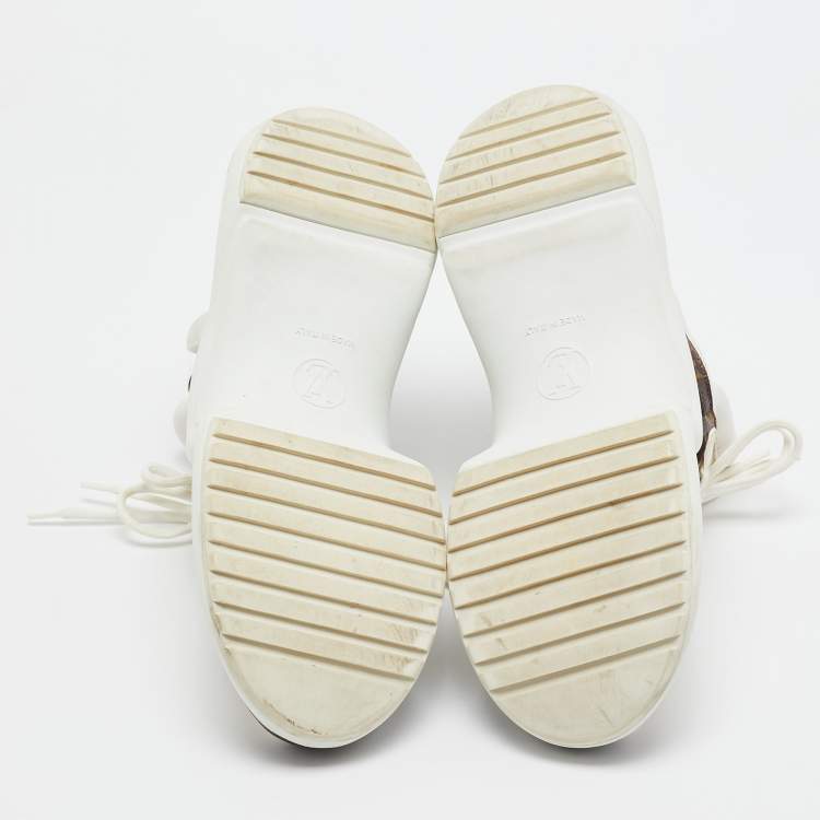 Pre Owned Louis Vuitton White/Brown Nylon and  Leather Archlight Sneakers Size 38.5
