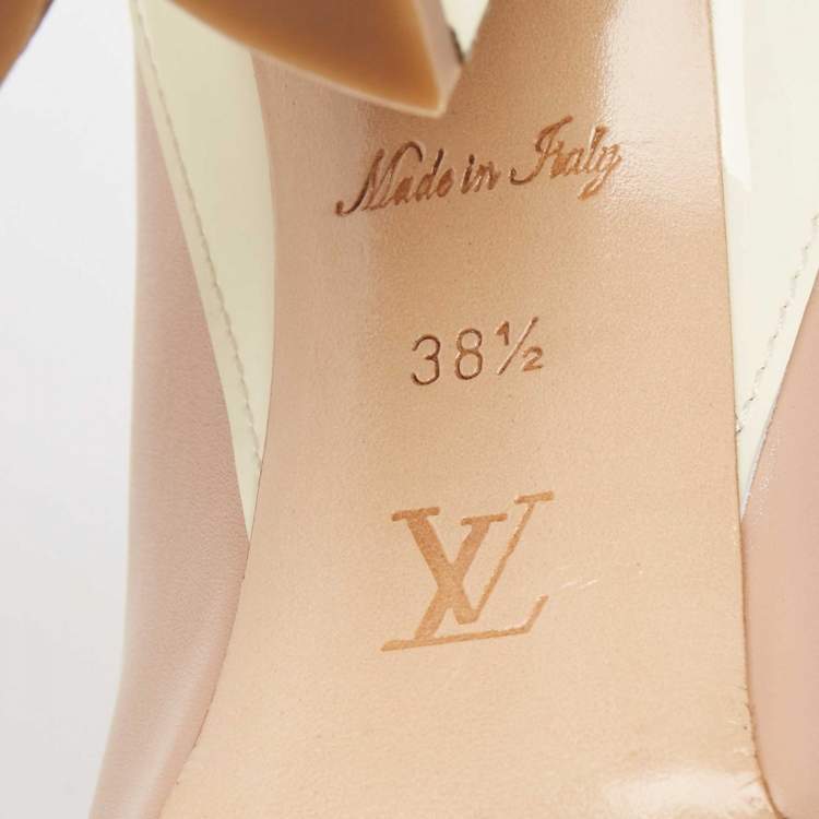 Pre Owned Louis Vuitton Pink/Off White Leather and Patent Matchmake Pumps Size 38.5
