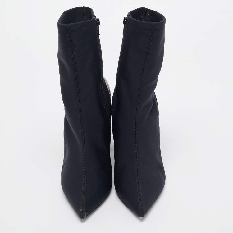 Pre Owned Louis Vuitton Black/Brown Monogram Canvas and Nylon Matchmake Boots Size 37