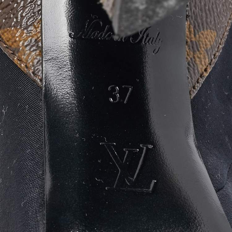 Pre Owned Louis Vuitton Black/Brown Monogram Canvas and Nylon Matchmake Boots Size 37