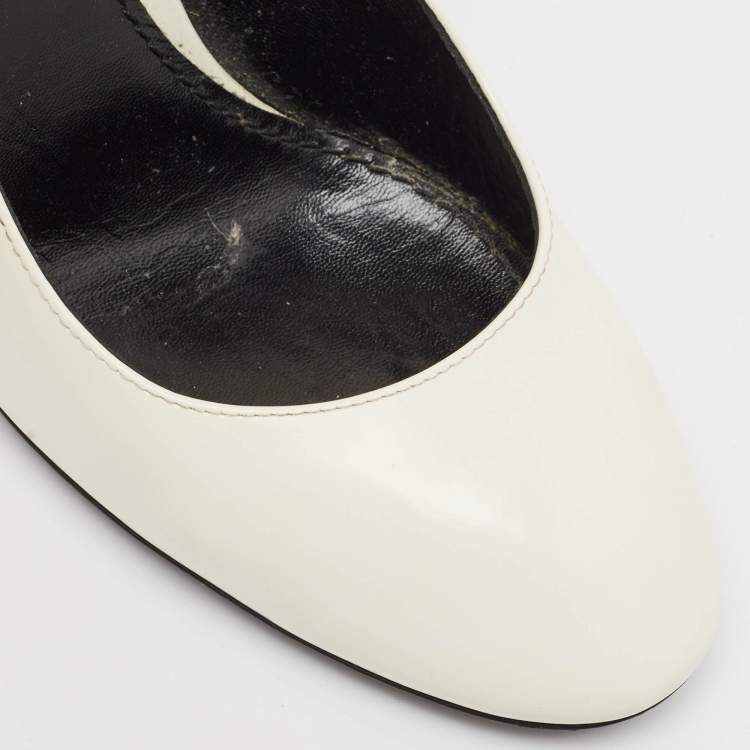 Pre Owned Louis Vuitton White Patent  Leather Bliss Multistrap Pumps Size 39