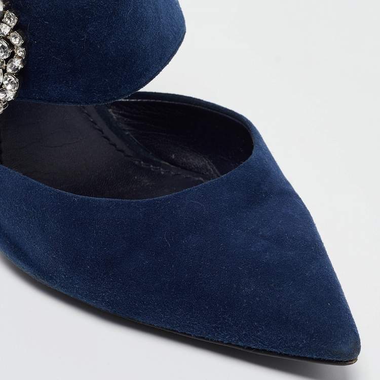 مملوكة مسبقًا Louis Vuitton Navy Blue Suede Madeleine Mules Size 39.5