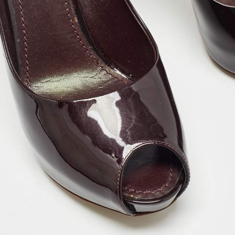 Pre Owned Louis Vuitton Burgundy Patent Oh Really! Pumps Size 36