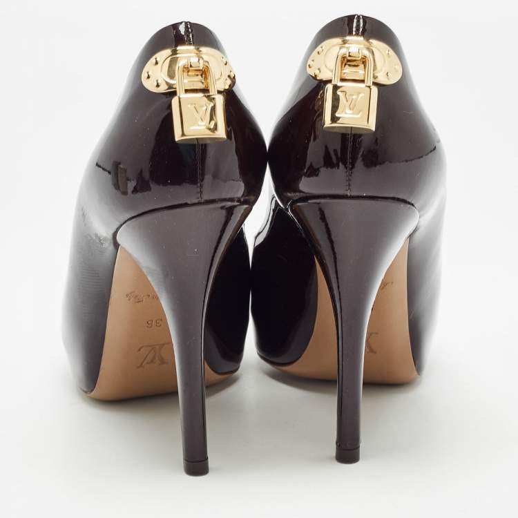 Pre Owned Louis Vuitton Burgundy Patent Oh Really! Pumps Size 36