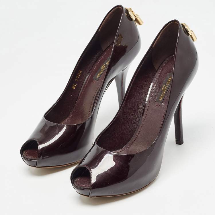 Pre Owned Louis Vuitton Burgundy Patent Oh Really! Pumps Size 36