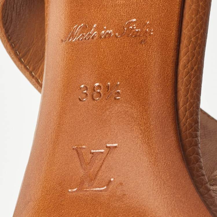 Pre Owned Louis Vuitton Brown Leather Bahiana Slingback Sandals Size 38.5