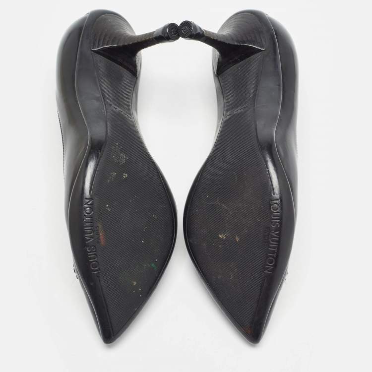 Pre Owned Louis Vuitton Black Brushed Leather Candice Pumps Size 37