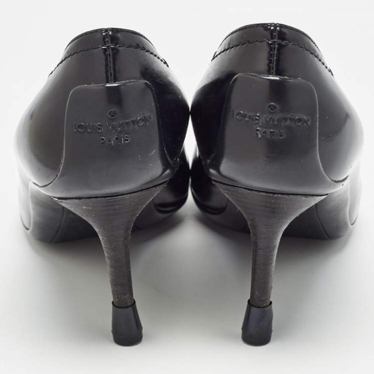 Pre Owned Louis Vuitton Black Brushed Leather Candice Pumps Size 37
