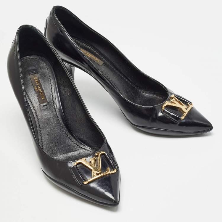 Pre Owned Louis Vuitton Black Brushed Leather Candice Pumps Size 37