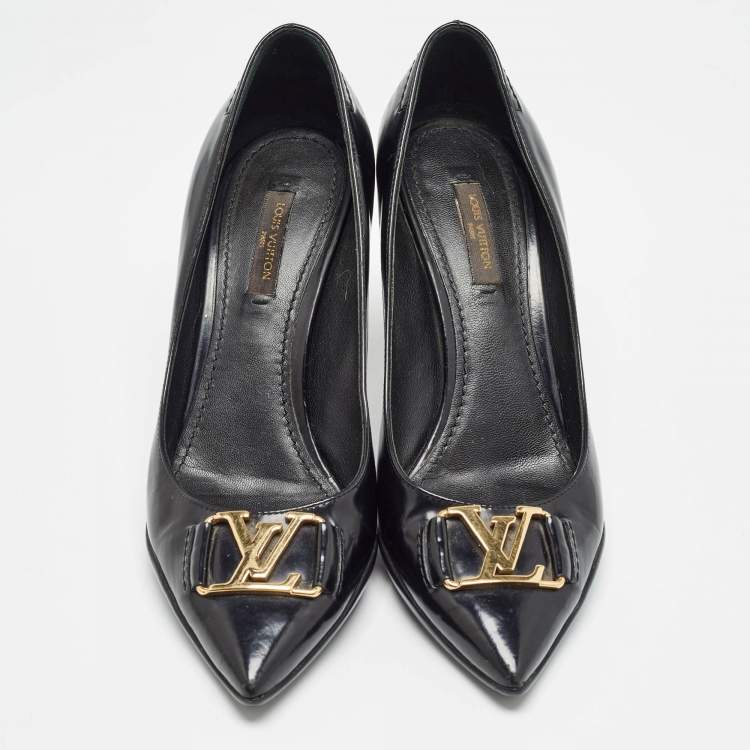 Pre Owned Louis Vuitton Black Brushed Leather Candice Pumps Size 37