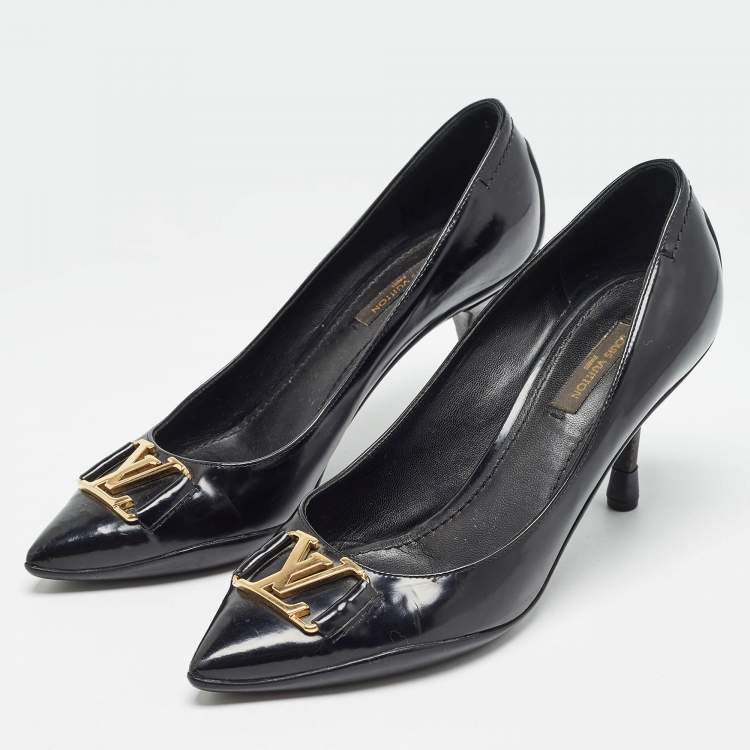 Pre Owned Louis Vuitton Black Brushed Leather Candice Pumps Size 37