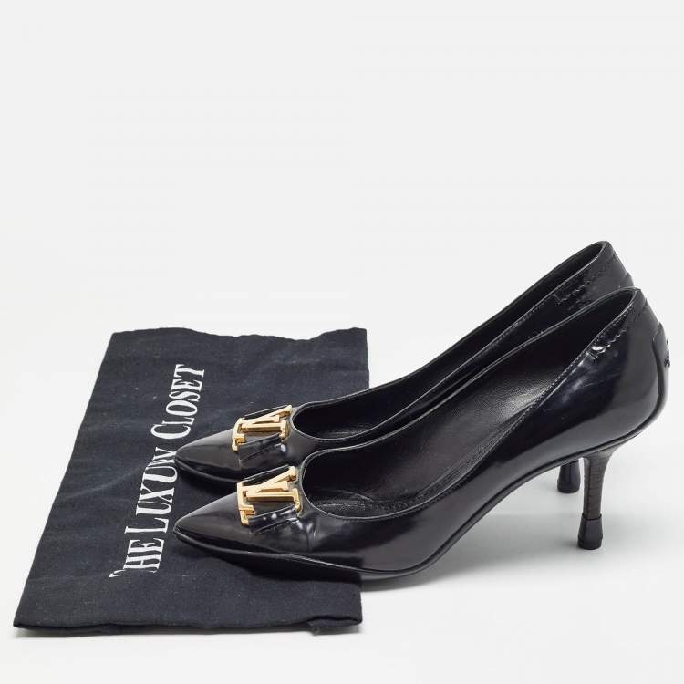 Pre Owned Louis Vuitton Black Brushed Leather Candice Pumps Size 37