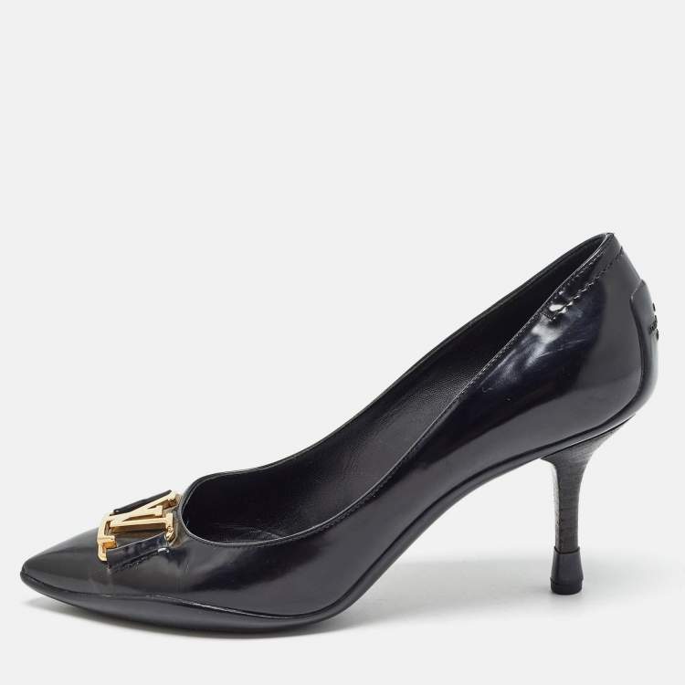 Pre Owned Louis Vuitton Black Brushed Leather Candice Pumps Size 37