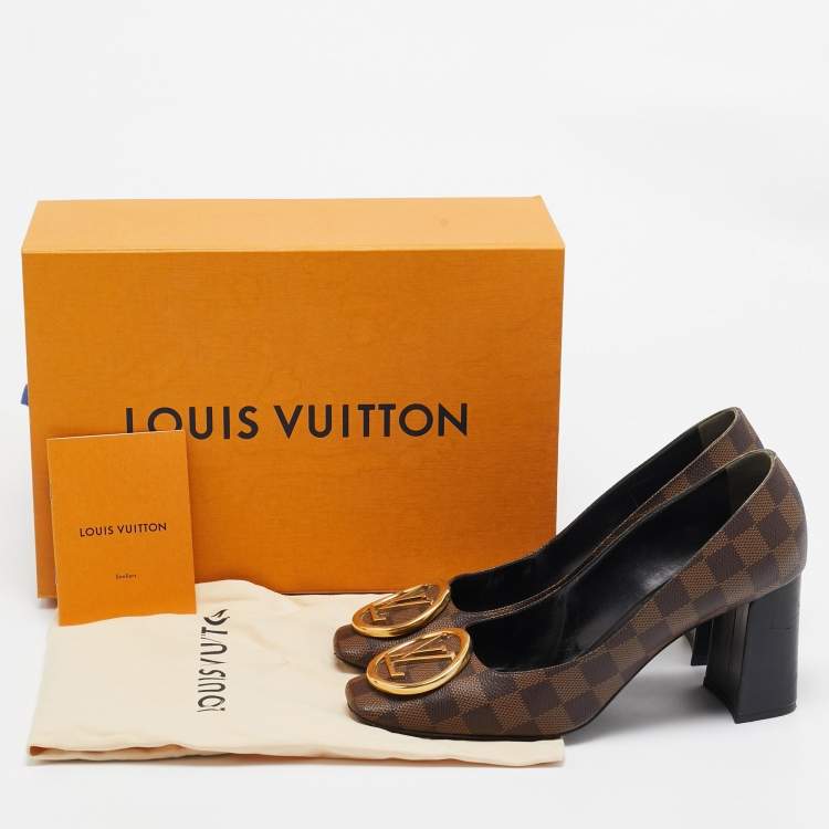 Pre Owned Louis Vuitton Brown Mongram Canvas Madeleine Pumps Size 40.5