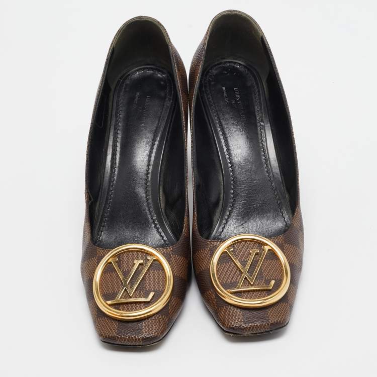 Pre Owned Louis Vuitton Brown Mongram Canvas Madeleine Pumps Size 40.5