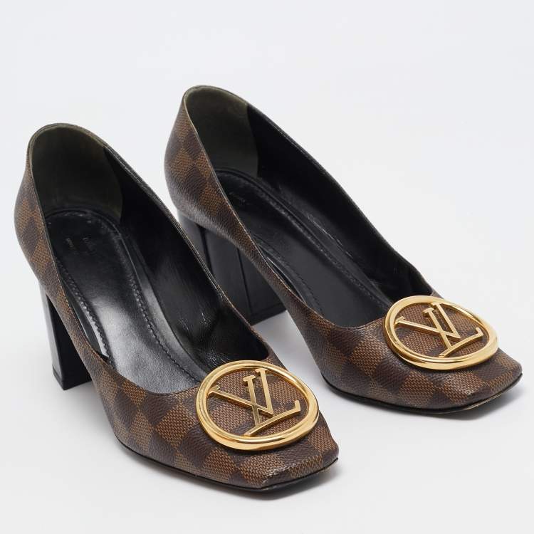 Pre Owned Louis Vuitton Brown Mongram Canvas Madeleine Pumps Size 40.5