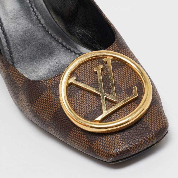 Pre Owned Louis Vuitton Brown Mongram Canvas Madeleine Pumps Size 40.5