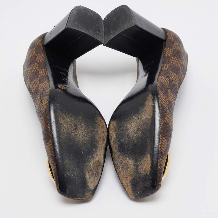 Pre Owned Louis Vuitton Brown Mongram Canvas Madeleine Pumps Size 40.5