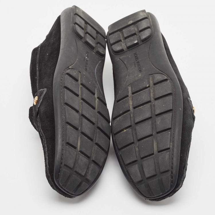 Pre Owned Louis Vuitton Black Suede Oxford Loafers  Size 39