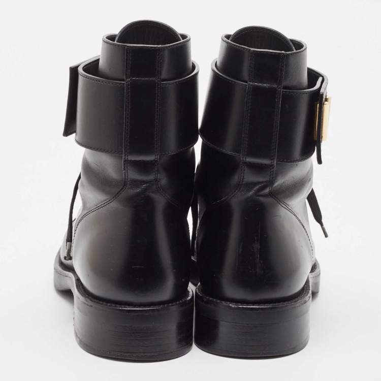 Pre Owned Louis Vuitton Black Leather Wonderland Ranger Boots Size 39