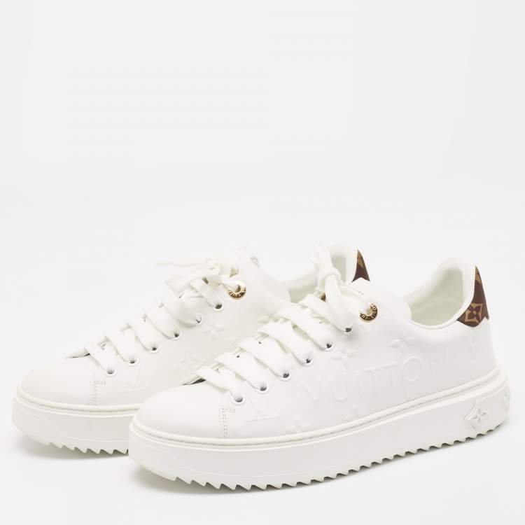 Louis Vuitton White Monogram Debossed Leather Time Out Sneakers