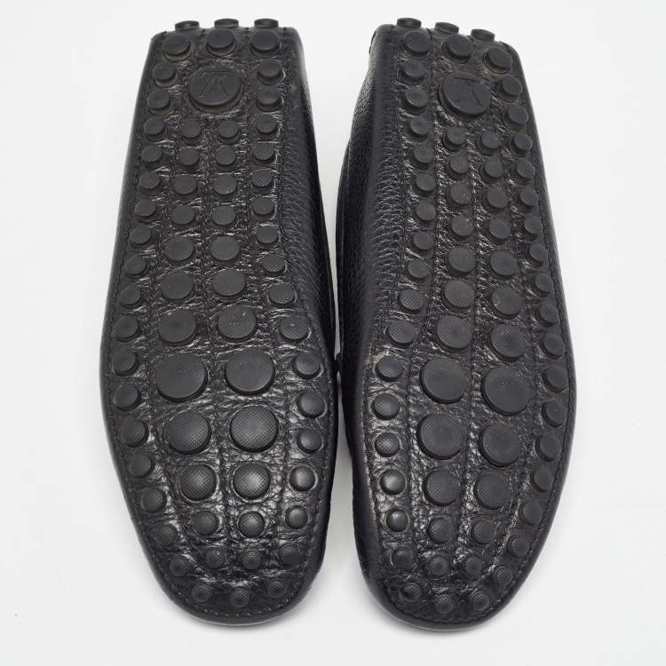 Pre Owned Louis Vuitton Black Leather Charm Loafers Size 36