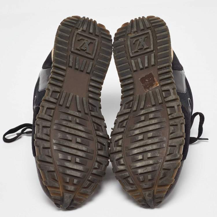 Pre Owned Louis Vuitton Black/Brown Monogram Canvas and Mesh Run Away Low Top Sneakers Size 37