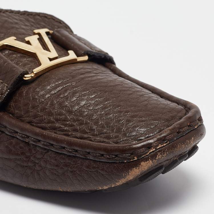 Pre Owned Louis Vuitton Brown Leather Oxford Loafers Size 38