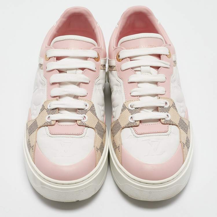 Pre Owned Louis Vuitton Multicolor Monogram Canvas and Leather Time Out Sneakers Size 38.5