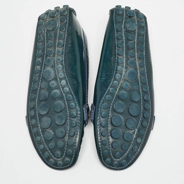 Pre Owned Louis Vuitton Green Patent Oxford Flats Size 36