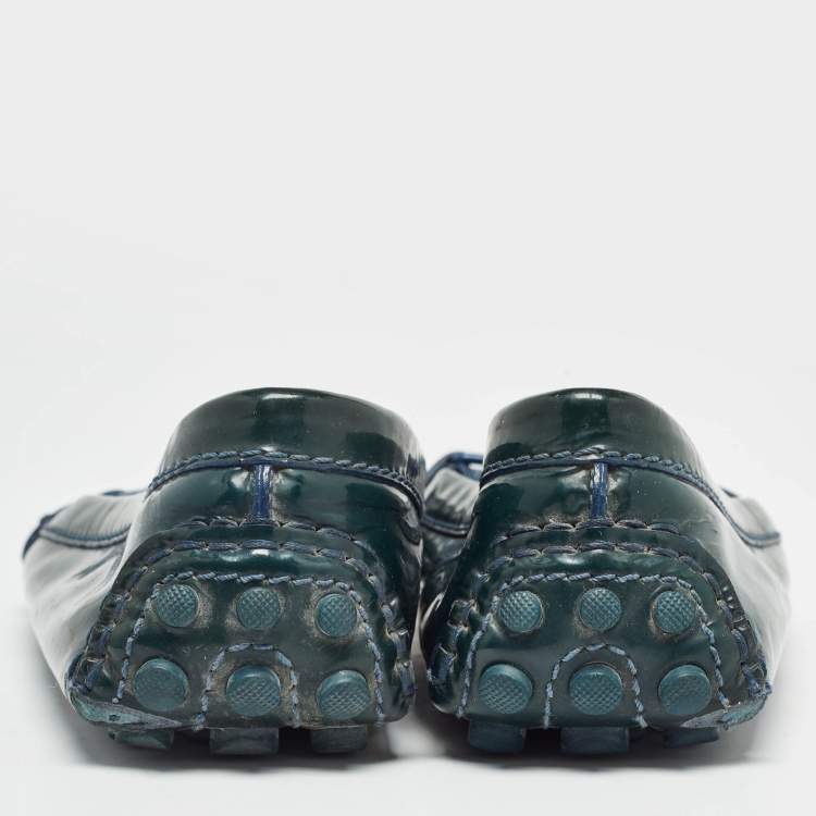 Pre Owned Louis Vuitton Green Patent Oxford Flats Size 36