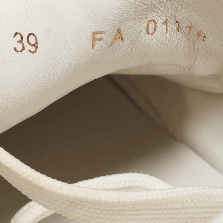 Pre Owned Louis Vuitton White/Pink Leather Time Out Low Top Sneakers Size 39