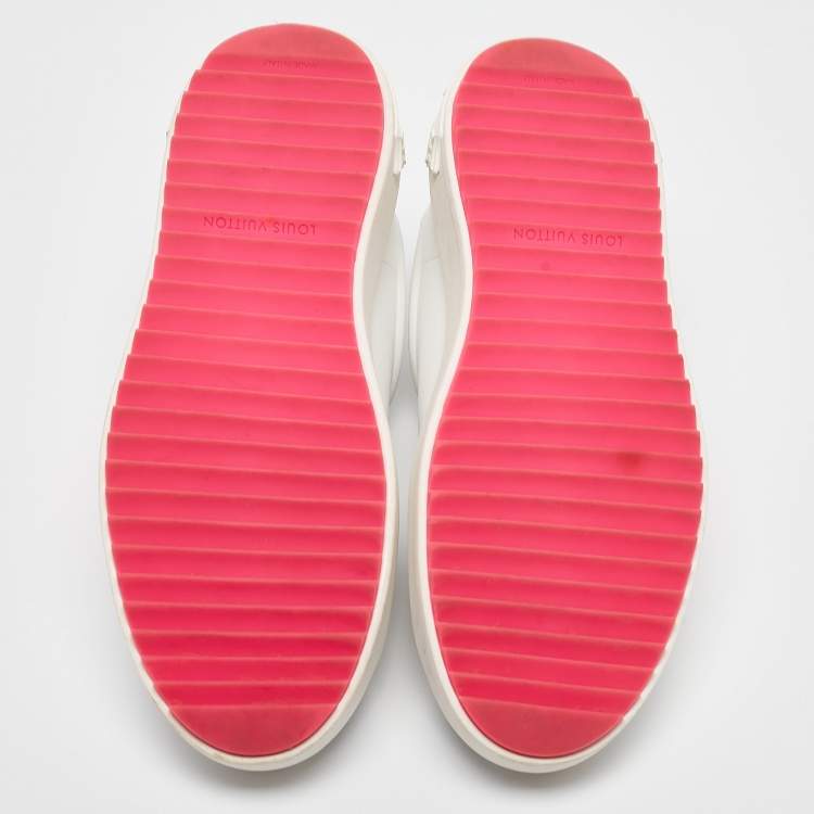 Pre Owned Louis Vuitton White/Pink Leather Time Out Low Top Sneakers Size 39