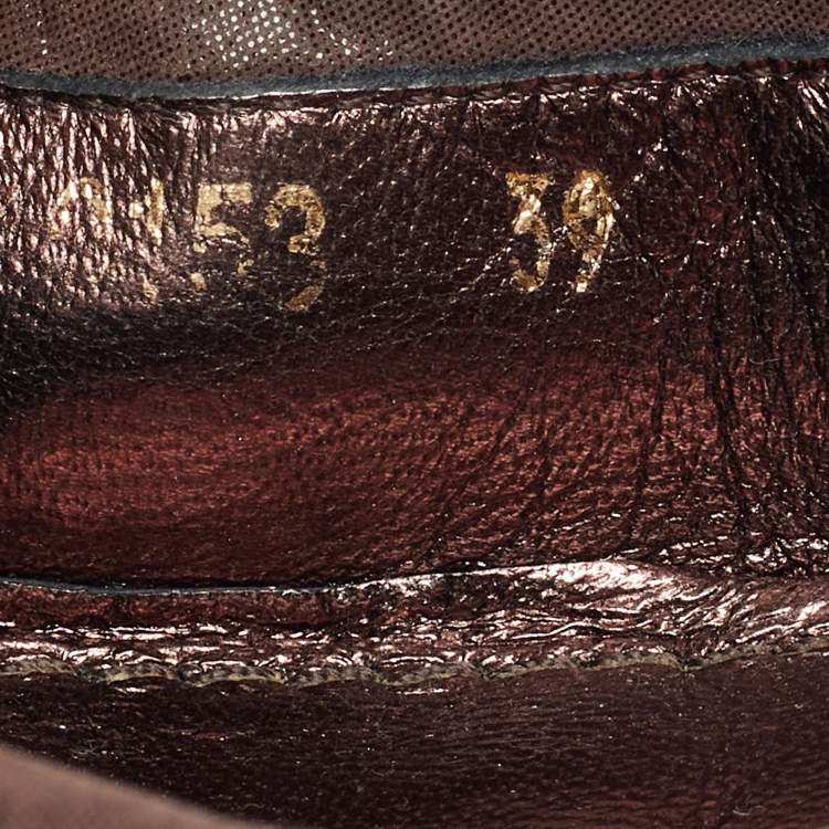 Pre Owned Louis Vuitton Brown Nubuck and Monogram Canvas Lucky Ballet Flats Size 39
