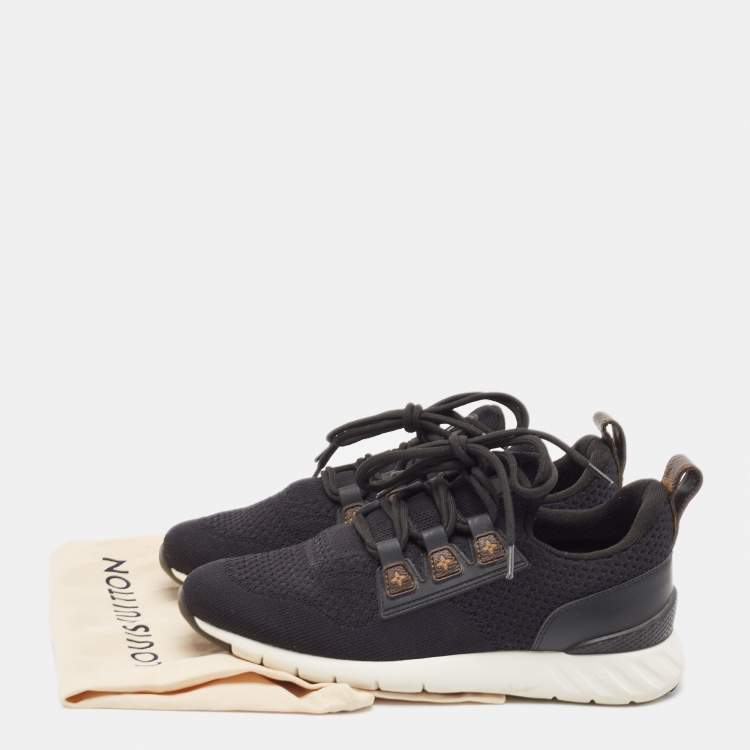 Pre Owned Louis Vuitton Black Fabric and Monogram Canvas Aftergame Sneakers Size 39