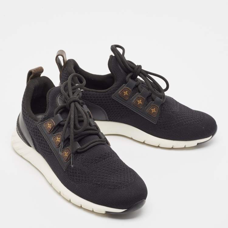 Pre Owned Louis Vuitton Black Fabric and Monogram Canvas Aftergame Sneakers Size 39