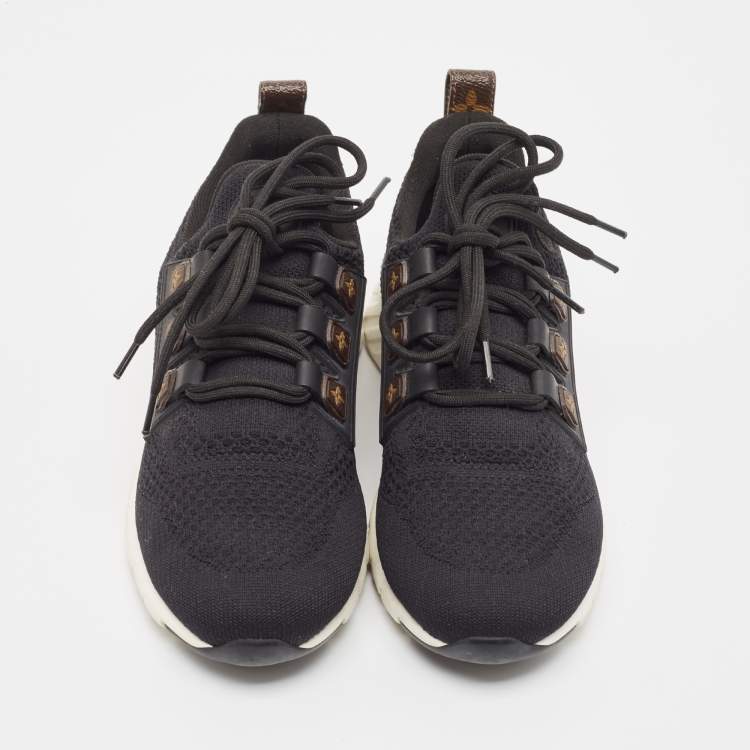 Pre Owned Louis Vuitton Black Fabric and Monogram Canvas Aftergame Sneakers Size 39