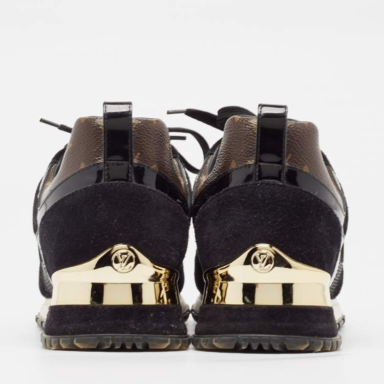 Pre Owned Louis Vuitton Black Canvas and Mesh Run Away Sneakers Size 37.5