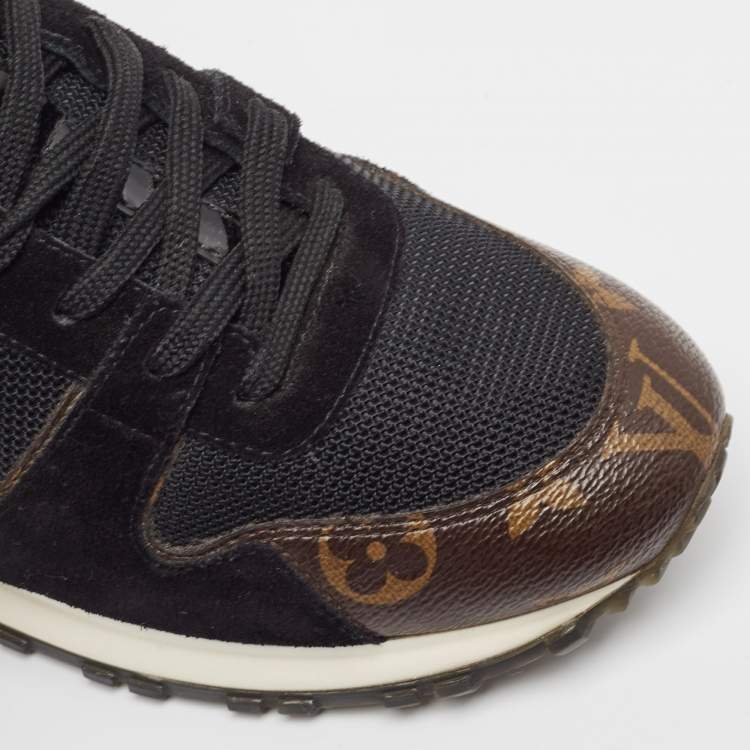 Pre Owned Louis Vuitton Black Canvas and Mesh Run Away Sneakers Size 37.5